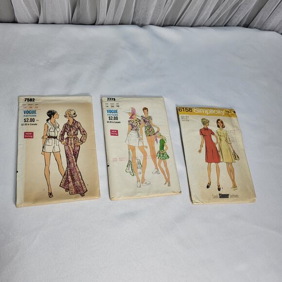 Lot of 34 VTG 1970 Sewing Patterns Mc Call's Simplicity Butterwick Vogue + Box - Picture 6 of 12